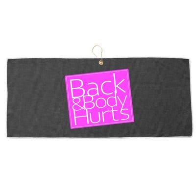 Back & Body Hurts Pink Logo Large Microfiber Waffle Golf Towel