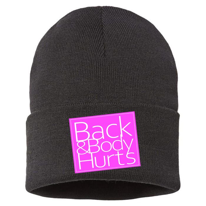 Back & Body Hurts Pink Logo Sustainable Knit Beanie