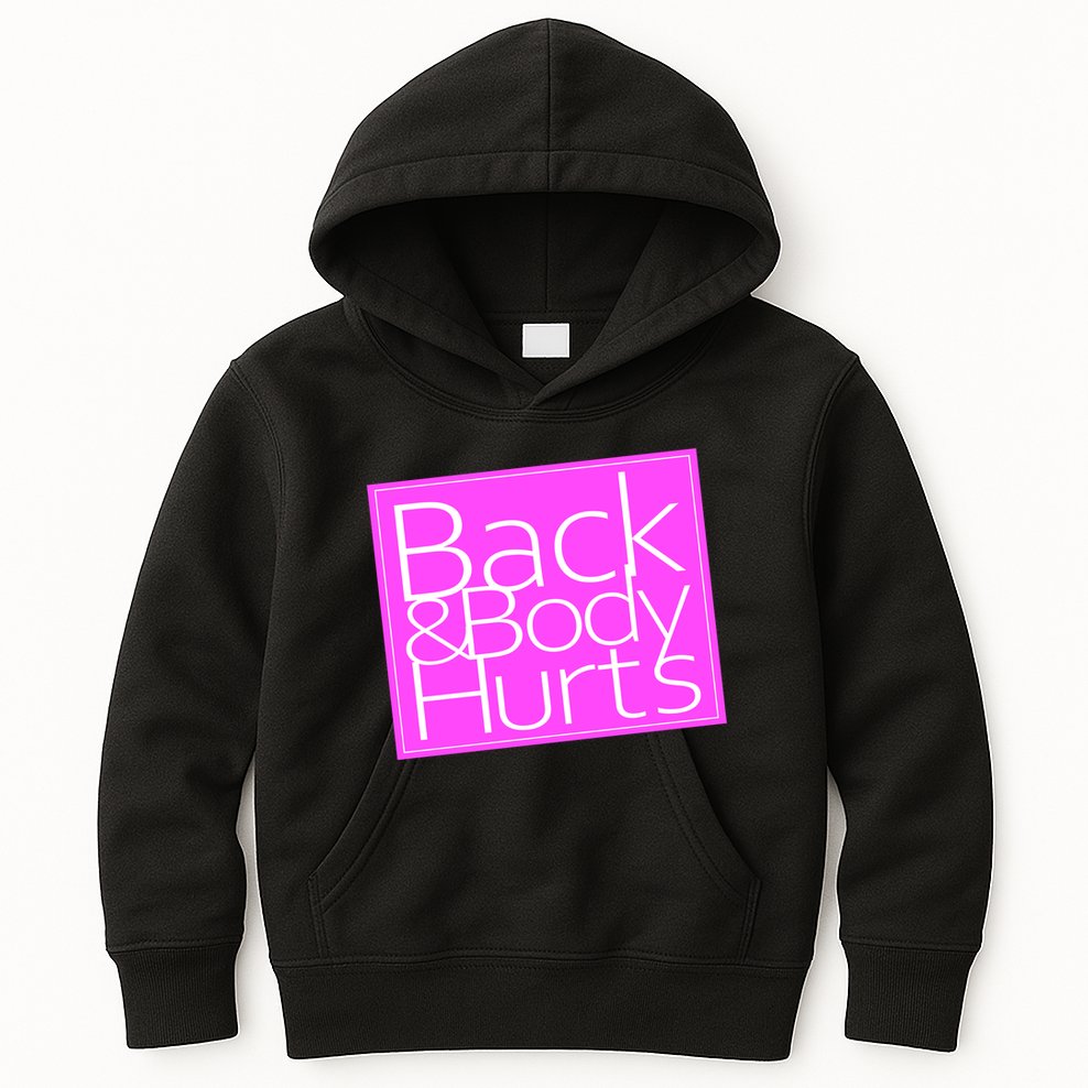 Back & Body Hurts Pink Logo Kids Hoodie