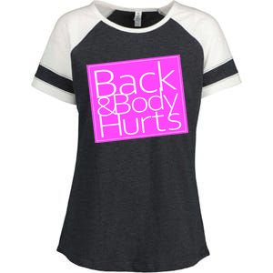 Back & Body Hurts Pink Logo Enza Ladies Jersey Colorblock Tee