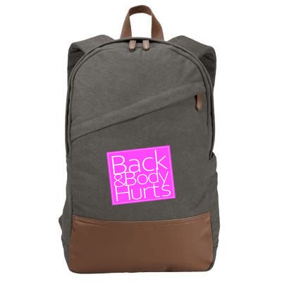 Back & Body Hurts Pink Logo Cotton Canvas Backpack