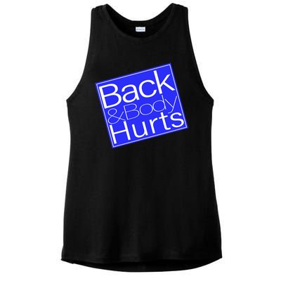 Back and Body Hurts Blue Logo Ladies PosiCharge Tri-Blend Wicking Tank