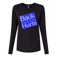 Back and Body Hurts Blue Logo Womens Cotton Relaxed Long Sleeve T-Shirt