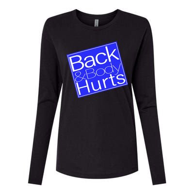 Back and Body Hurts Blue Logo Womens Cotton Relaxed Long Sleeve T-Shirt