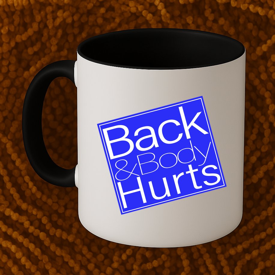 Back and Body Hurts Blue Logo Mug