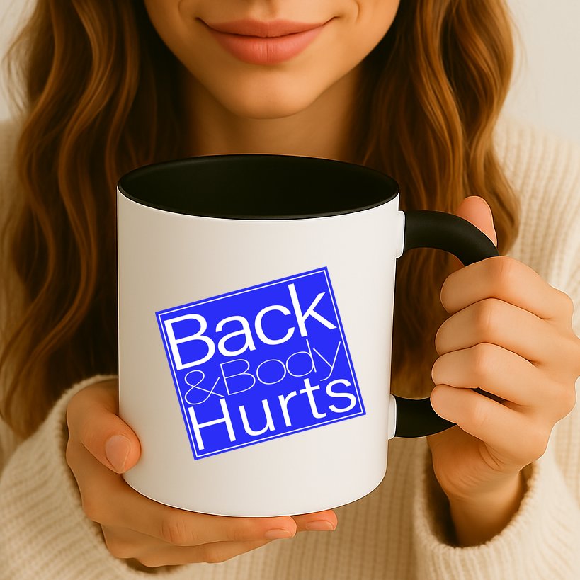 Back and Body Hurts Blue Logo Mug