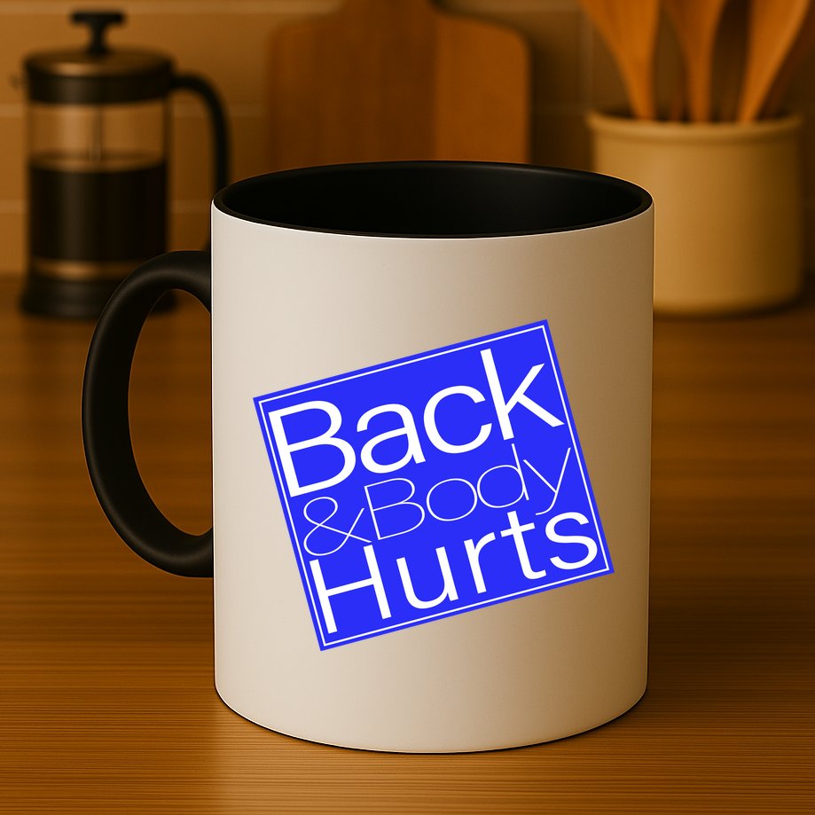 Back and Body Hurts Blue Logo Mug