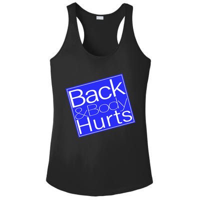 Back and Body Hurts Blue Logo Ladies PosiCharge Competitor Racerback Tank