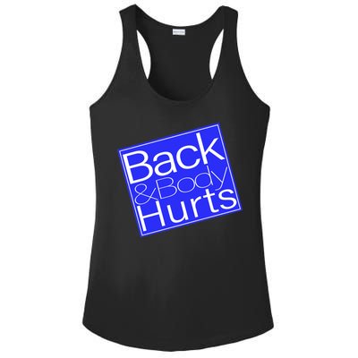 Back and Body Hurts Blue Logo Ladies PosiCharge Competitor Racerback Tank