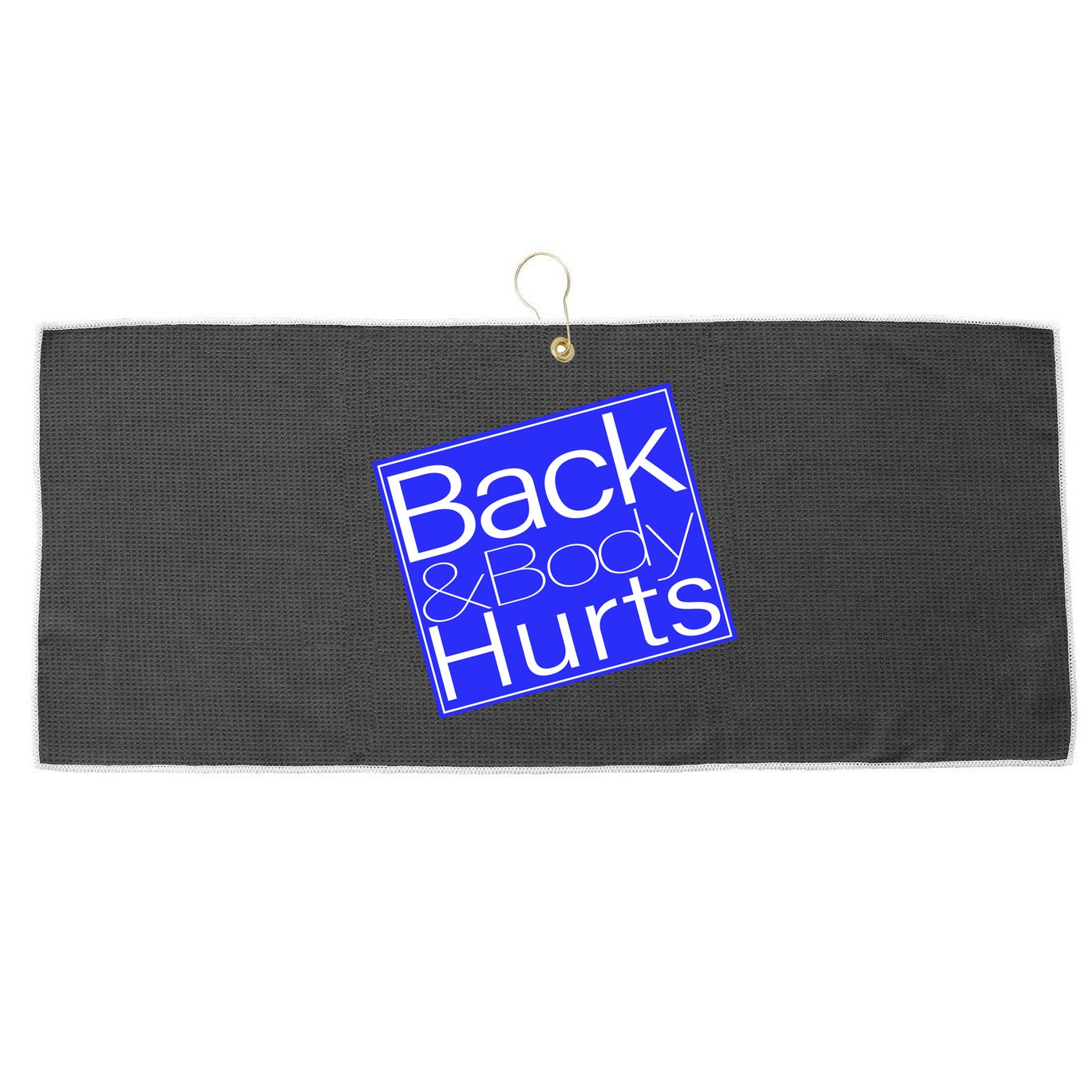 Back and Body Hurts Blue Logo Large Microfiber Waffle Golf Towel