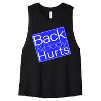 Back and Body Hurts Blue Logo Women's Racerback Cropped Tank