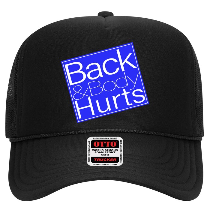 Back and Body Hurts Blue Logo Trucker Hat