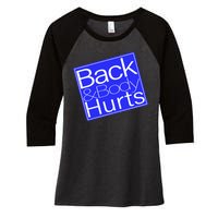 Back and Body Hurts Blue Logo Women's Tri-Blend 3/4-Sleeve Raglan Shirt