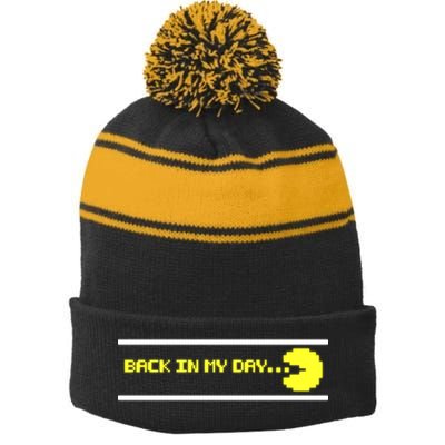 Back In My Day Retro Video Game Stripe Pom Pom Beanie