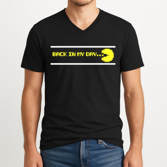 Back In My Day Retro Video Game V-Neck T-Shirt