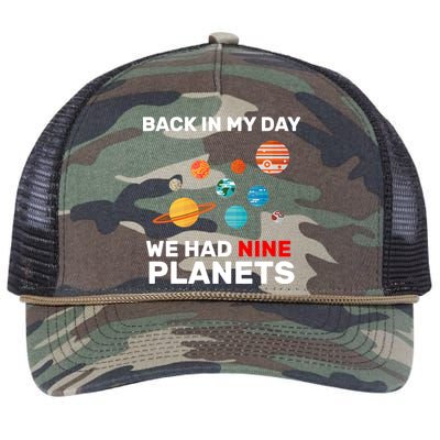 Back In My Day We Had Nine Planets Retro Rope Trucker Hat Cap