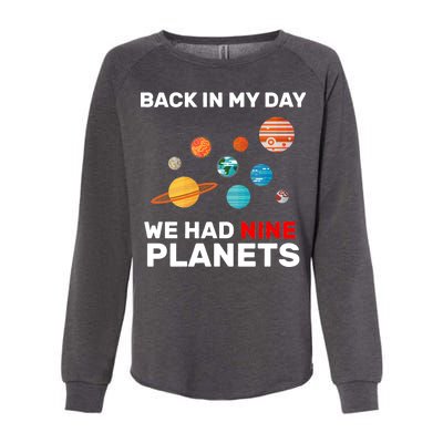 Back In My Day We Had Nine Planets Womens California Wash Sweatshirt