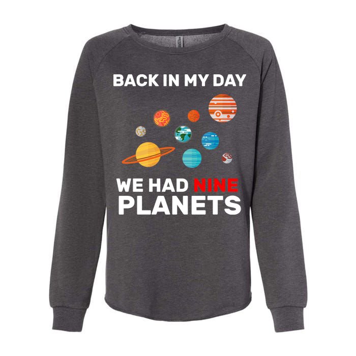 Back In My Day We Had Nine Planets Womens California Wash Sweatshirt