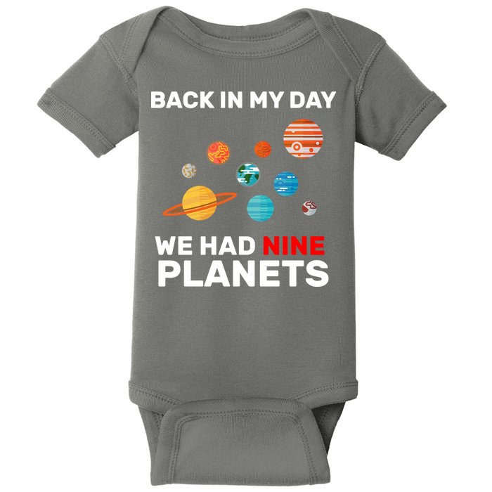 Back In My Day We Had Nine Planets Baby Bodysuit