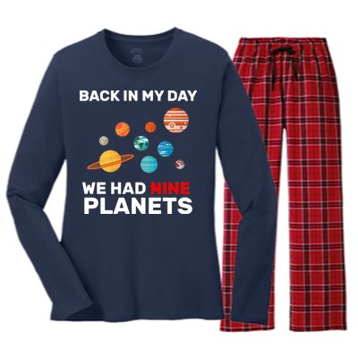 Back In My Day We Had Nine Planets Women's Long Sleeve Flannel Pajama Set 