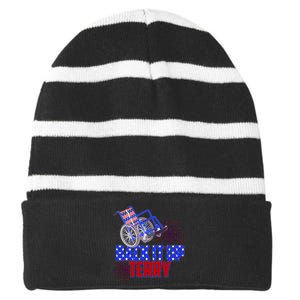 Back It Up Terry Fourth of July Fireworks Striped Beanie with Solid Band