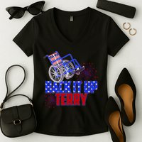 Back It Up Terry Fourth of July Fireworks Women's V-Neck T-Shirt