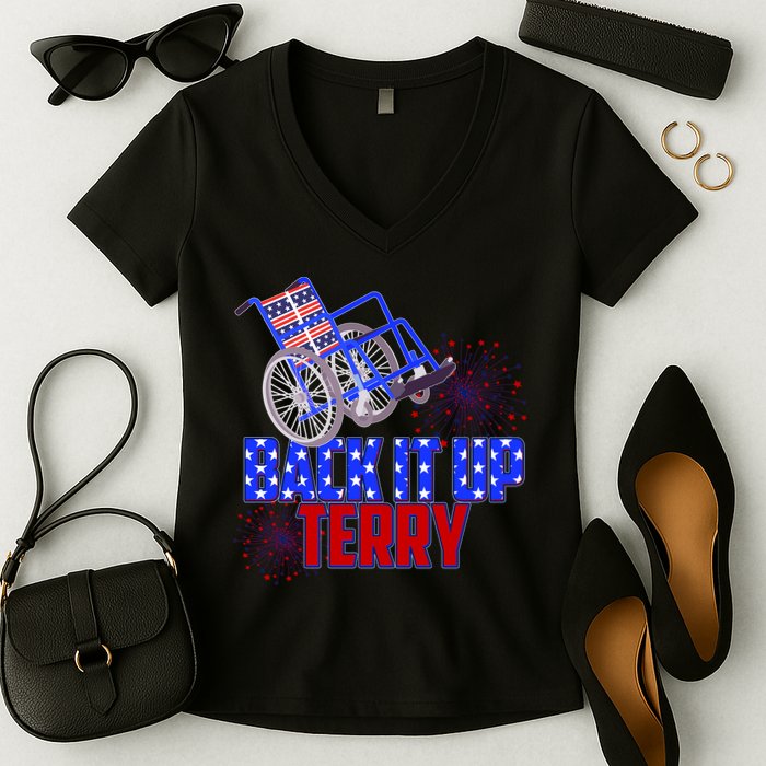 Back It Up Terry Fourth of July Fireworks Women's V-Neck T-Shirt