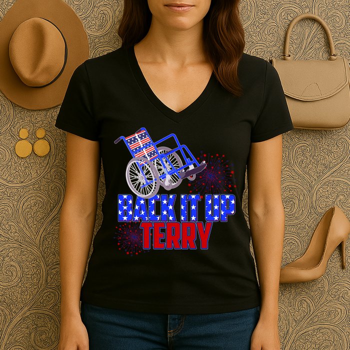 Back It Up Terry Fourth of July Fireworks Women's V-Neck T-Shirt