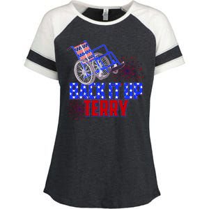 Back It Up Terry Fourth of July Fireworks Enza Ladies Jersey Colorblock Tee