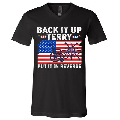 Back It Up Terry Put It In Reverse Funny Fireworks V-Neck T-Shirt