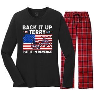 Back It Up Terry Put It In Reverse Funny Fireworks Women's Long Sleeve Flannel Pajama Set 