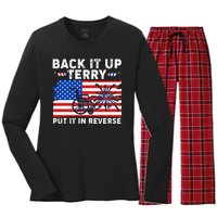 Back It Up Terry Put It In Reverse Funny Fireworks Women's Long Sleeve Flannel Pajama Set 