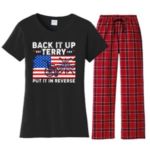 Back It Up Terry Put It In Reverse Funny Fireworks Women's Flannel Pajama Set