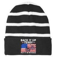 Back It Up Terry Put It In Reverse Funny Fireworks Striped Beanie with Solid Band