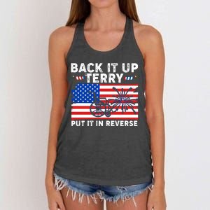 Back It Up Terry Put It In Reverse Funny Fireworks Women's Knotted Racerback Tank