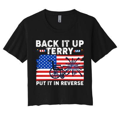 Back It Up Terry Put It In Reverse Funny Fireworks Crop Top