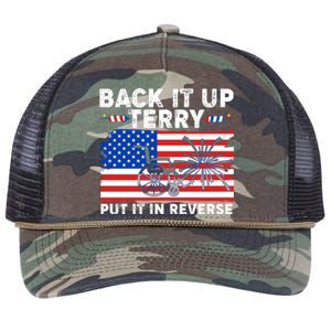 Back It Up Terry Put It In Reverse Funny Fireworks Retro Rope Trucker Hat Cap