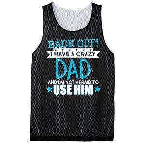 Back Off I Have a Crazy Dad Blue Imprint Mesh Reversible Basketball Jersey Tank