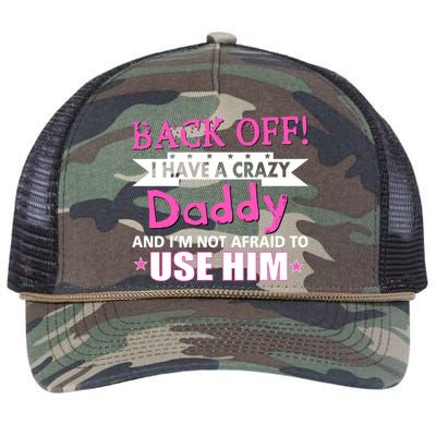 Back Off I Have A Crazy Daddy For Girls Retro Rope Trucker Hat Cap