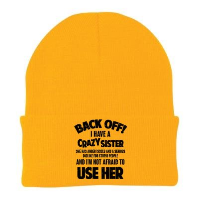 Back Off I Have a Crazy Sister Knit Cap Winter Beanie