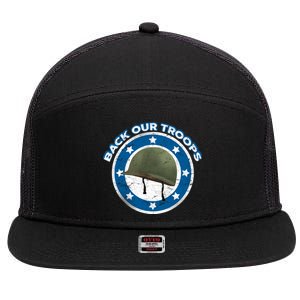 Back Our Troops 7 Panel Mesh Trucker Snapback Hat