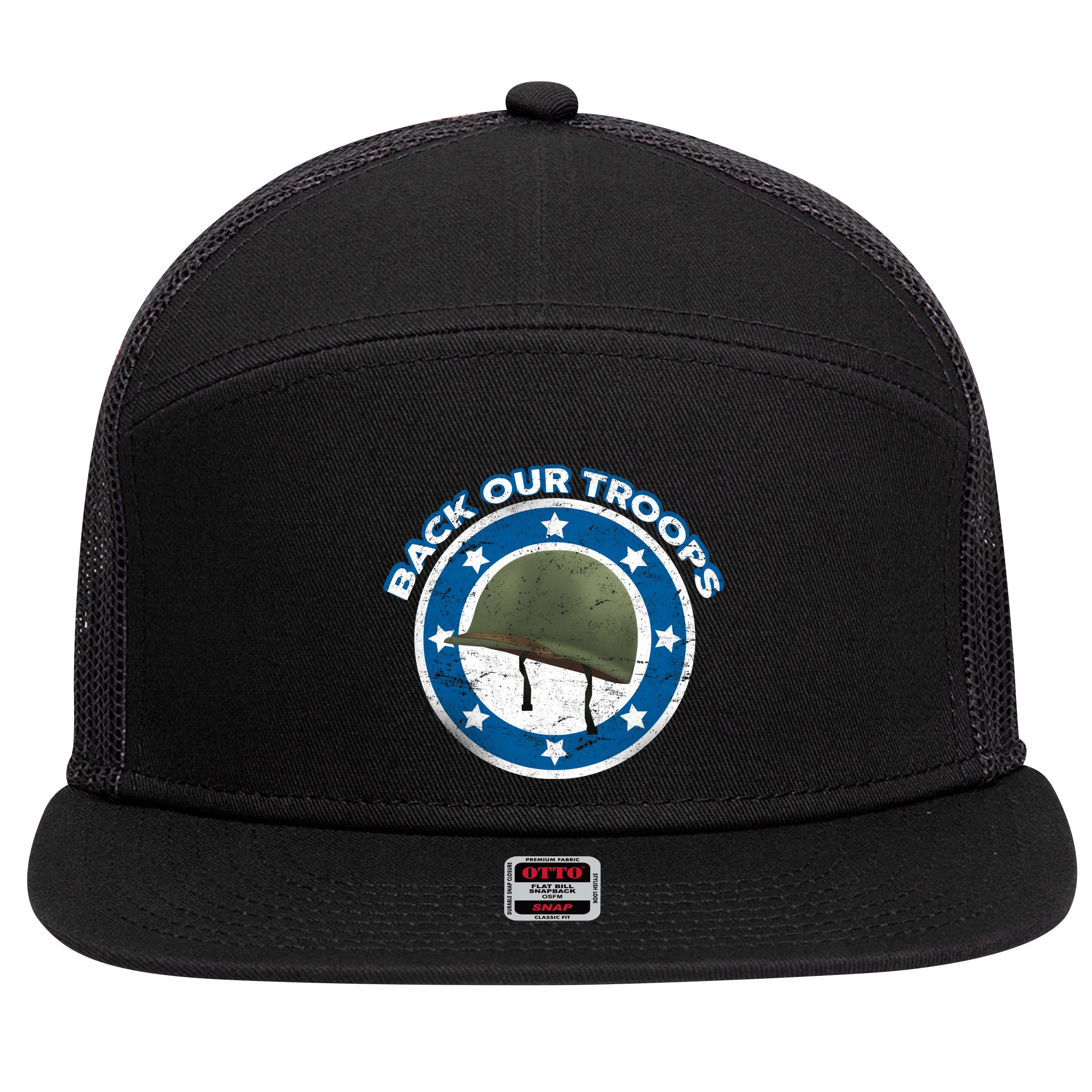 Back Our Troops 7 Panel Mesh Trucker Snapback Hat