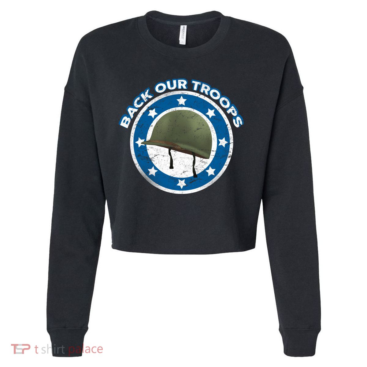 Back Our Troops Cropped Pullover Crew