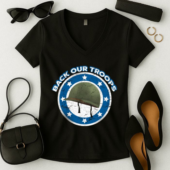 Back Our Troops Women's V-Neck T-Shirt