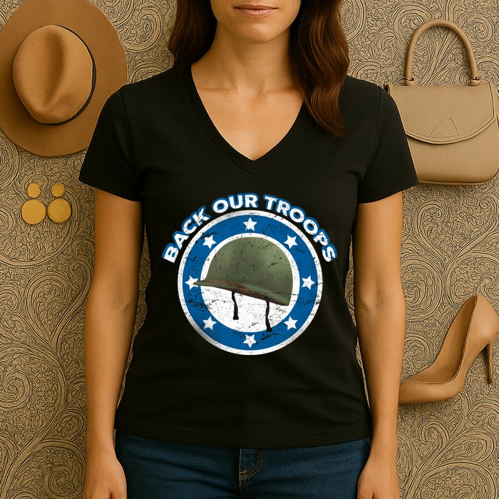 Back Our Troops Women's V-Neck T-Shirt