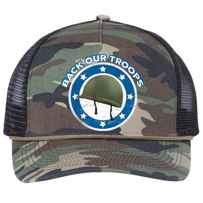 Back Our Troops Retro Rope Trucker Hat Cap