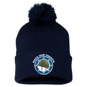 Back Our Troops Pom Pom 12in Knit Beanie