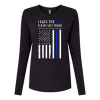 Back The Blue Best Friend Of A Police Officer Womens Cotton Relaxed Long Sleeve T-Shirt