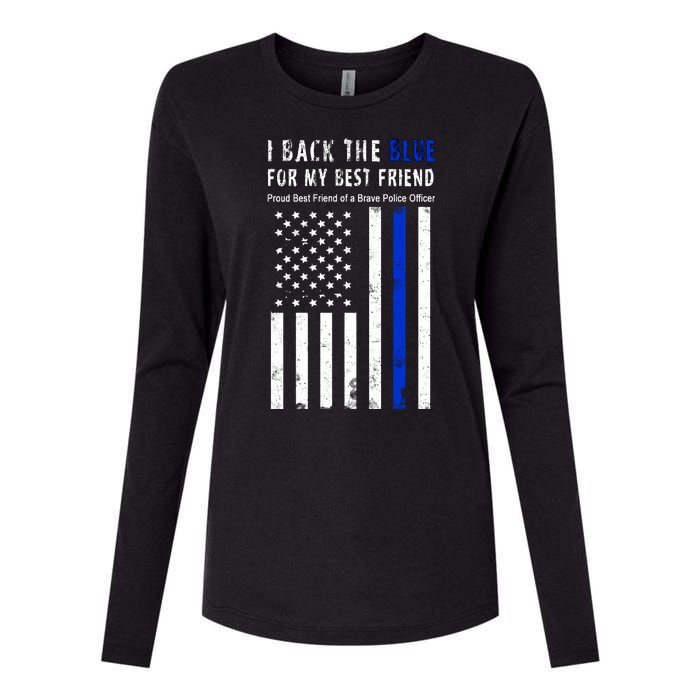 Back The Blue Best Friend Of A Police Officer Womens Cotton Relaxed Long Sleeve T-Shirt