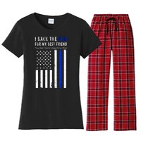 Back The Blue Best Friend Of A Police Officer Women's Flannel Pajama Set